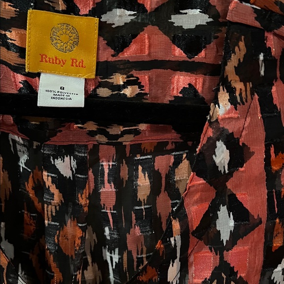 Ruby Rd Shimmer Boho Print Blouse - Picture 2 of 3